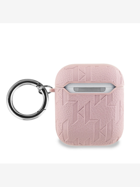 Karl Lagerfeld PU Embosované puzdro s hlavami Choupette pre AirPods 1/2 Ružová Karl Lagerfeld