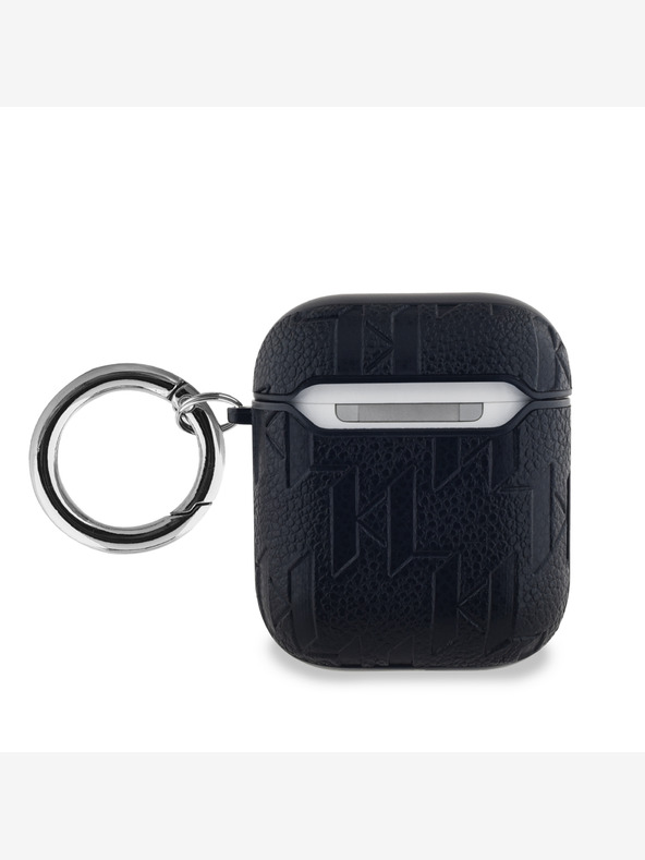 Karl Lagerfeld Karl Lagerfeld PU Embosované puzdro s hlavami Choupette pre AirPods 1/2 čierne