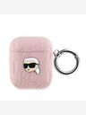 Karl Lagerfeld PU reliéfne puzdro na hlavu Karl pre AirPods 1/2 ružové Karl Lagerfeld