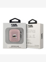 Karl Lagerfeld PU reliéfne puzdro na hlavu Karl pre AirPods 1/2 ružové Karl Lagerfeld