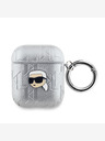 Karl Lagerfeld Karl Lagerfeld PU reliéfne puzdro Karl Head pre AirPods 1/2 strieborné