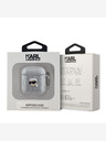 Karl Lagerfeld Karl Lagerfeld PU reliéfne puzdro Karl Head pre AirPods 1/2 strieborné