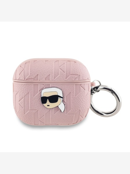 Karl Lagerfeld PU reliéfne puzdro Karl Head pre AirPods 3 ružové Karl Lagerfeld