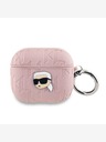 Karl Lagerfeld PU reliéfne puzdro Karl Head pre AirPods 3 ružové Karl Lagerfeld