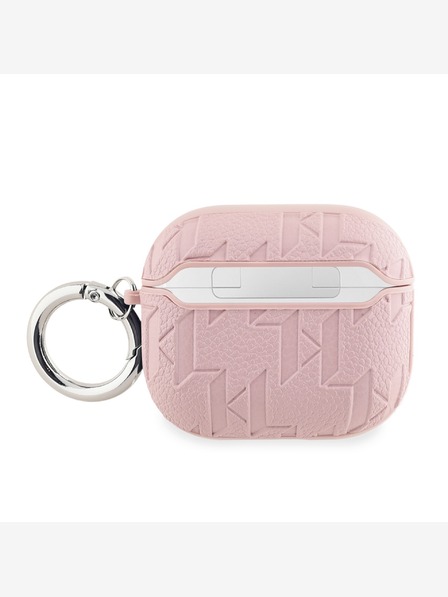 Karl Lagerfeld PU reliéfne puzdro Karl Head pre AirPods 3 ružové Karl Lagerfeld
