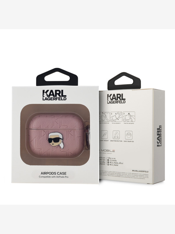 Karl Lagerfeld Karl Lagerfeld PU Embossed Karl Head Case pre AirPods Pro Pink