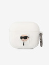 Karl Lagerfeld Karl Lagerfeld 3D Logo NFT Karl Head Silikónové puzdro pre Airpods 3 Biele