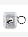 Karl Lagerfeld PU Embosované puzdro Karl and Choupette Heads pre AirPods 1/2 Silver Karl Lagerfeld