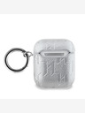 Karl Lagerfeld PU Embosované puzdro Karl and Choupette Heads pre AirPods 1/2 Silver Karl Lagerfeld