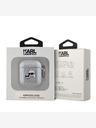 Karl Lagerfeld PU Embosované puzdro Karl and Choupette Heads pre AirPods 1/2 Silver Karl Lagerfeld