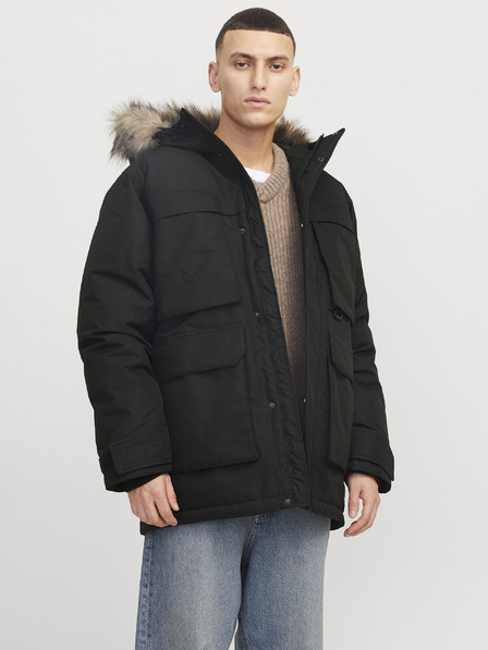 Jack & Jones Čierna pánska bunda Jack & Jones Star Parka