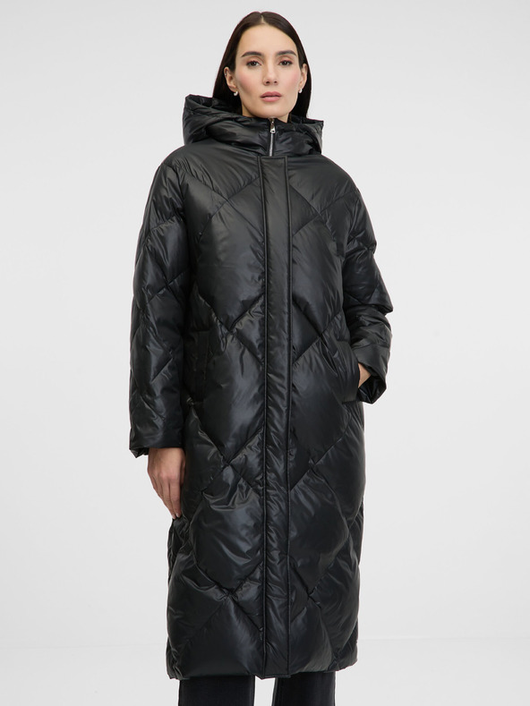 Orsay Čierny dámsky prešívaný páperový kabát ORSAY