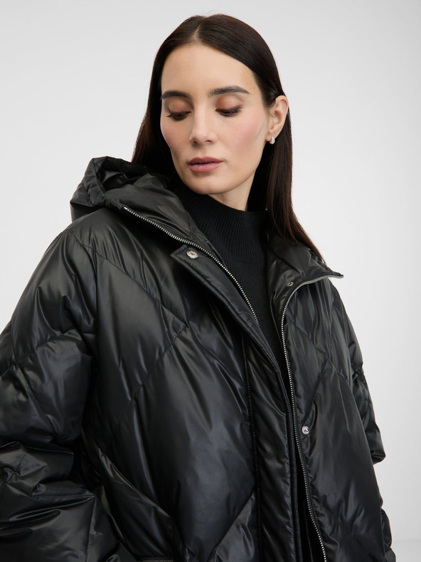 Orsay Čierny dámsky prešívaný páperový kabát ORSAY