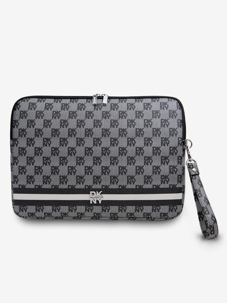 DKNY DKNY PU kožený kryt na notebook s károvaným vzorom a pruhmi 15/16 Black"