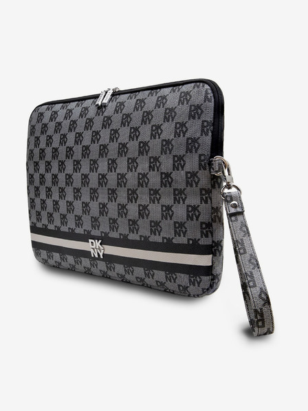 DKNY DKNY PU kožený kryt na notebook s károvaným vzorom a pruhmi 15/16 Black"