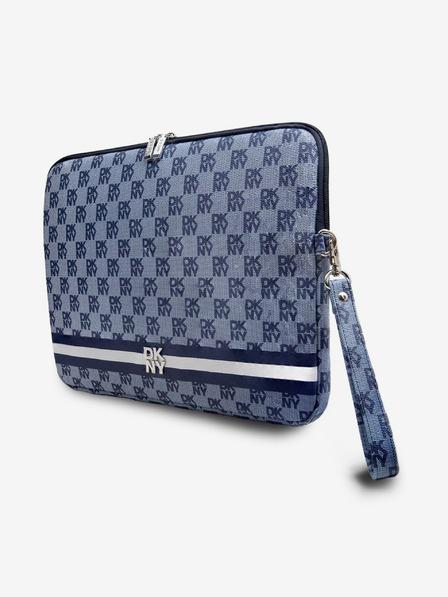 DKNY DKNY PU kožený kryt na notebook s károvaným vzorom a prúžkami 13/14 modrý"