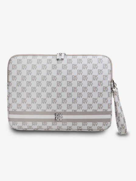 DKNY DKNY PU Leather Checkered Pattern and Stripe Notebook Cover 13/14 Beige"