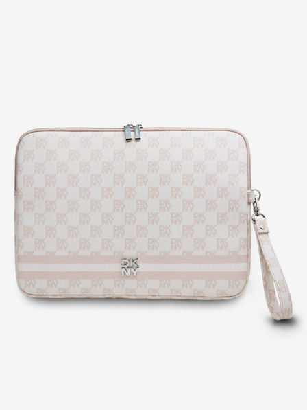 DKNY DKNY PU Leather Checkered Pattern and Stripe Notebook Cover 13/14 Pink"