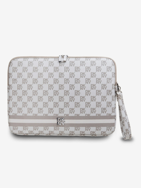 DKNY DKNY PU Leather Checkered Pattern and Stripe Notebook Cover 15/16 Beige"
