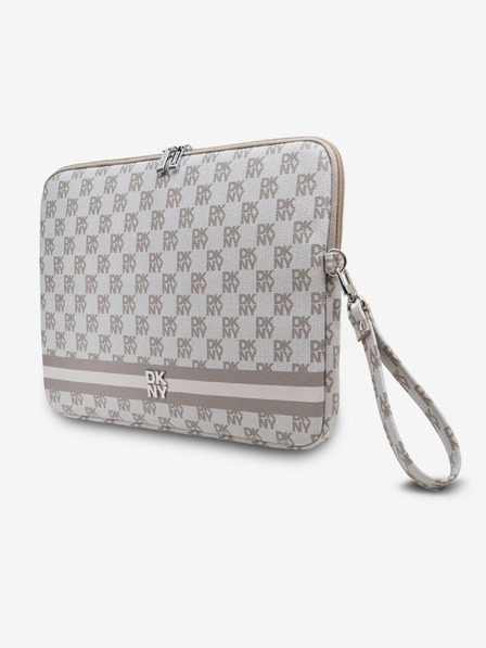 DKNY DKNY PU Leather Checkered Pattern and Stripe Notebook Cover 15/16 Beige"