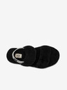 UGG Čierne dámske kožené sandále s kožušinou UGG Oh Yeah