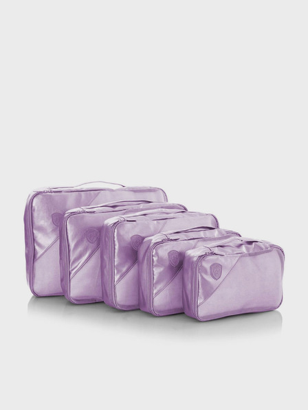 Heys Heys Metallic Packing Cube 5ks sada piatich cestovných tašiek vo svetlo fialovej farbe