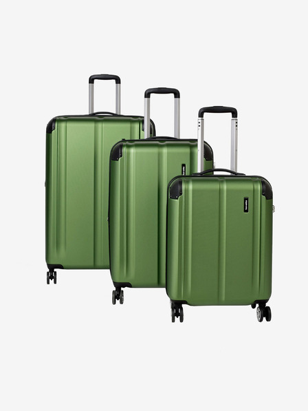 Travelite Sada troch zelených kufrov Travelite City 4w S,M,L Zelená