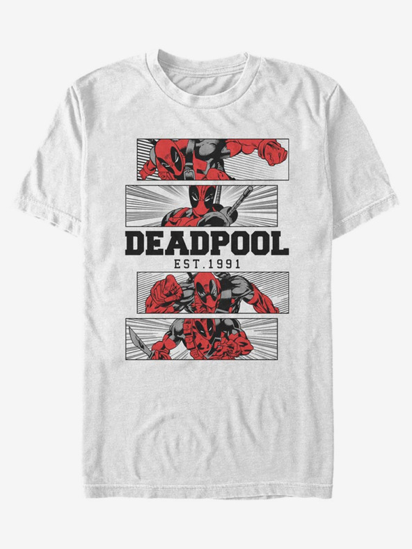 ZOOT.Fan Biele unisex tričko ZOOT.Fan Marvel DEADPOOL 4 PANEL 2 TONE