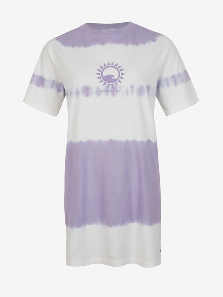 O'Neill Fialovo-biele dámske vzorované tričko O'Neill WOW T-SHIRT DRESS