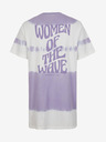 O'Neill Fialovo-biele dámske vzorované tričko O'Neill WOW T-SHIRT DRESS