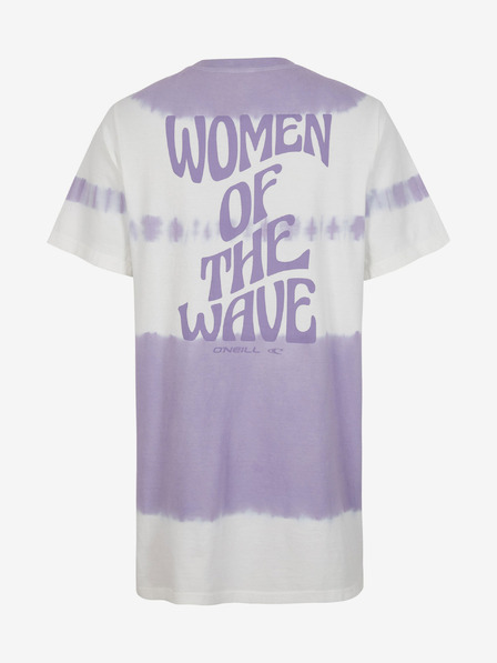 O'Neill Fialovo-biele dámske vzorované tričko O'Neill WOW T-SHIRT DRESS