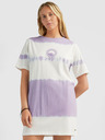 O'Neill Fialovo-biele dámske vzorované tričko O'Neill WOW T-SHIRT DRESS