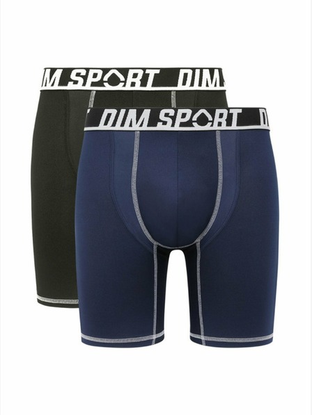 DIM Súprava dvoch pánskych športových boxeriek v čiernej a tmavomodrej farbe DIM SPORT LONG BOXER 2x