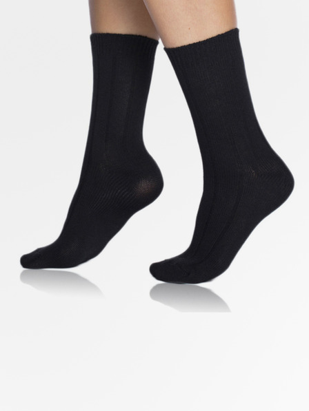 Bellinda Čierne unisex zimné ponožky Bellinda BAMBUS CASUAL UNISEX SOCKS