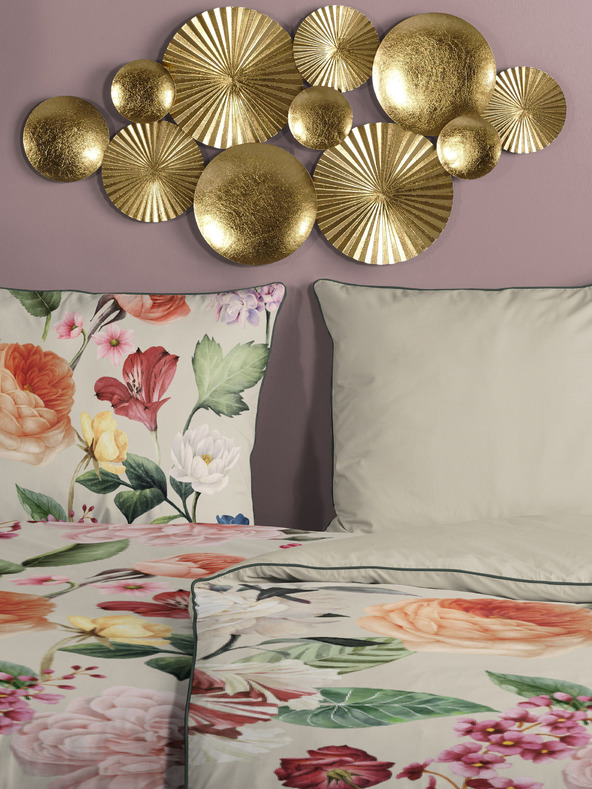 Descanso Béžová vzorovaná obojstranná posteľná bielizeň Descanso Fiori 140 x 200 cm