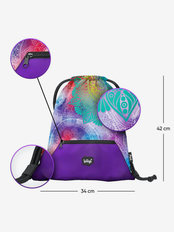 BAAGL  Fialová taška s vreckom mandala Baagl