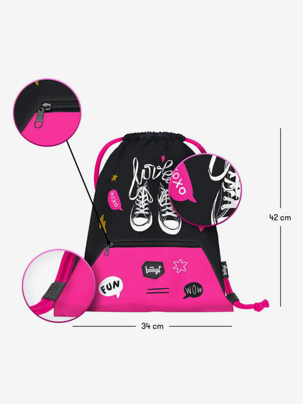 BAAGL  Čierna taška s vreckom na tenisky Baagl