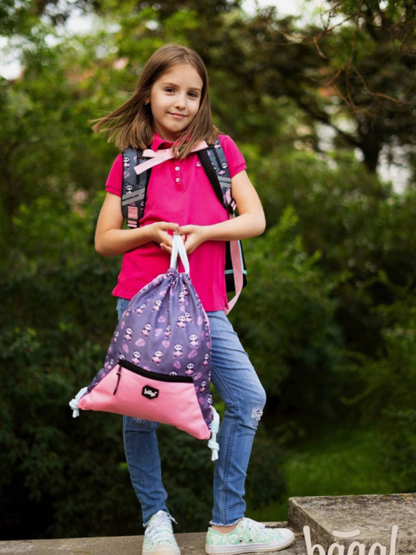 BAAGL  Šedá 3 sety pandy na zips: aktovka, penál, taška Baagl