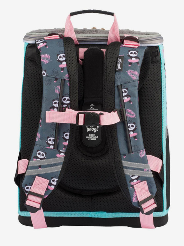 BAAGL  Šedá 3 sety pandy na zips: aktovka, penál, taška Baagl