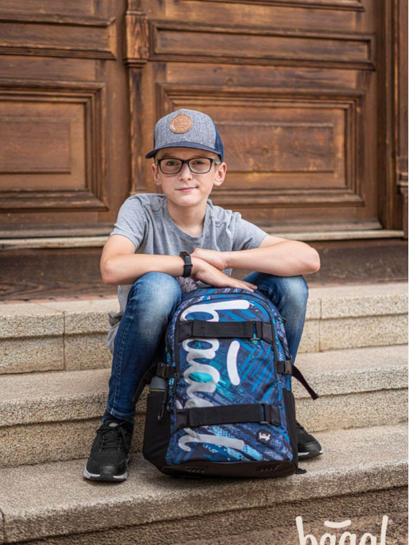 BAAGL  Modrá 3 sety korčuliarska štruktúra: batoh, penál, taška Baagl