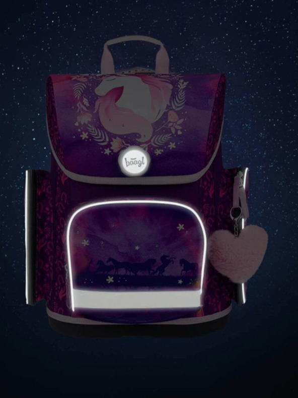 BAAGL  Fialová školská súprava Ergo - aktovka, penál, taška Baagl Horse