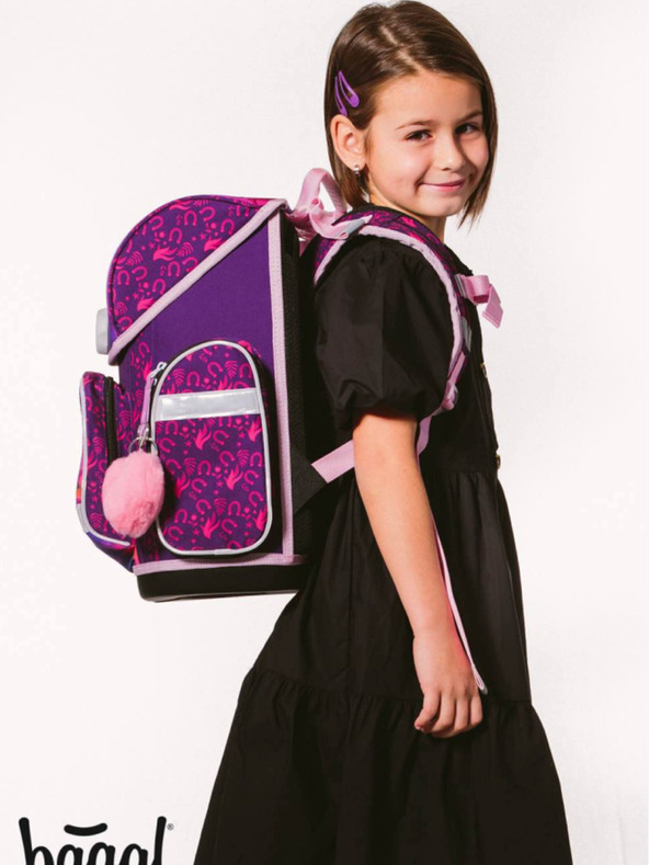 BAAGL  Fialová školská súprava Ergo - aktovka, penál, taška Baagl Horse