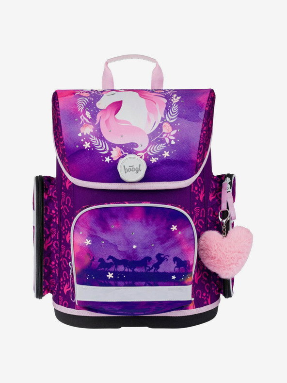 BAAGL  Fialová školská súprava Ergo - aktovka, penál, taška Baagl Horse