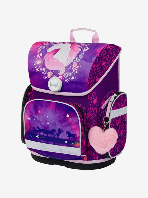 BAAGL  Fialová školská súprava Ergo - aktovka, penál, taška Baagl Horse