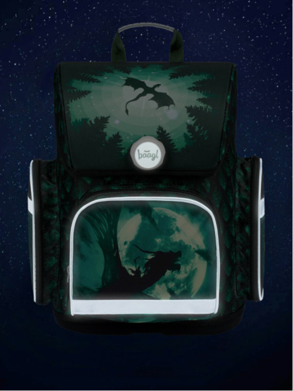 BAAGL  Zelená školská taška Ergo Baagl Drak