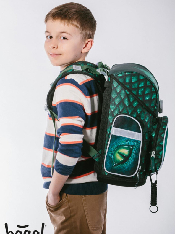 BAAGL  Zelená školská taška Ergo Baagl Drak