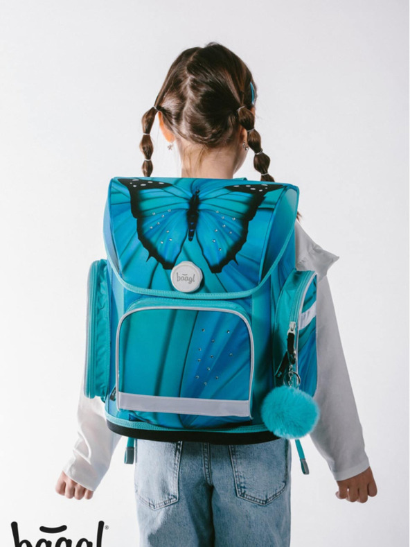 BAAGL  Modrý školský set Ergo - aktovka, penál, taška Baagl Butterfly