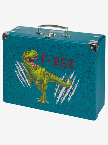 BAAGL  Zelený skladací školský kufrík s kovaním Baagl T-Rex