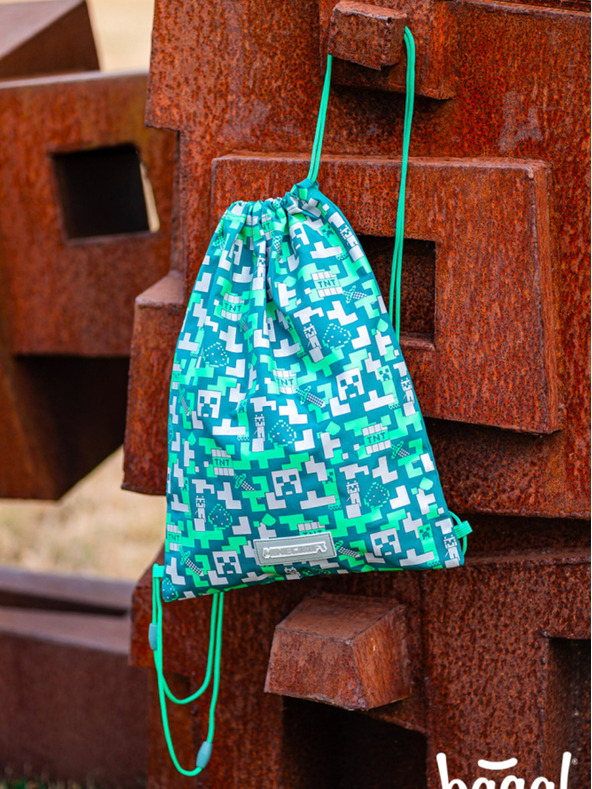 BAAGL  Zelená taška Baagl Minecraft Silver Creeper