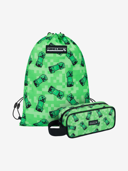 BAAGL  Zelený školský set - penál, taška Baagl Minecraft 2 Creeper
